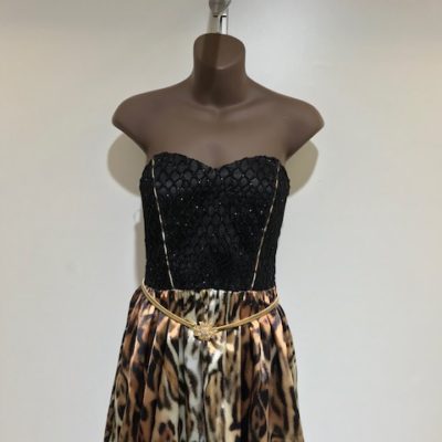 Code 3493.Leopard pattern balloon skirt.Leopar desenli elbise.